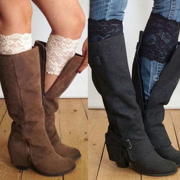 Black Lace Boot Cuff - Picture 2 of 2